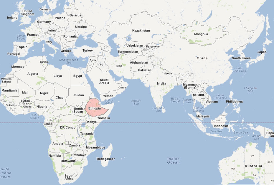 map of ethiopia world